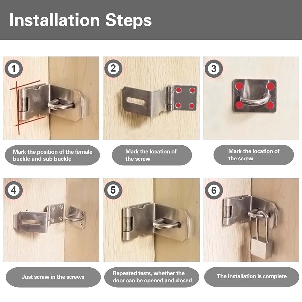 Lucchetto Ad Angolo Retto In Acciaio Inox - 2 Pezzi Con Viti Per Porte, Finestre E Cancelli - Foto 6