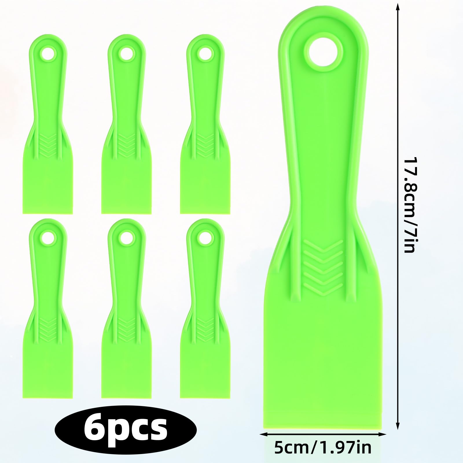 6pz Spatola di Plastica, Flessibile Raschietto per Stucco Raschietto da Muro Accessorio per Riparazione Stuccatura Rattoppo Intonacatura e Verniciatura(Verde)