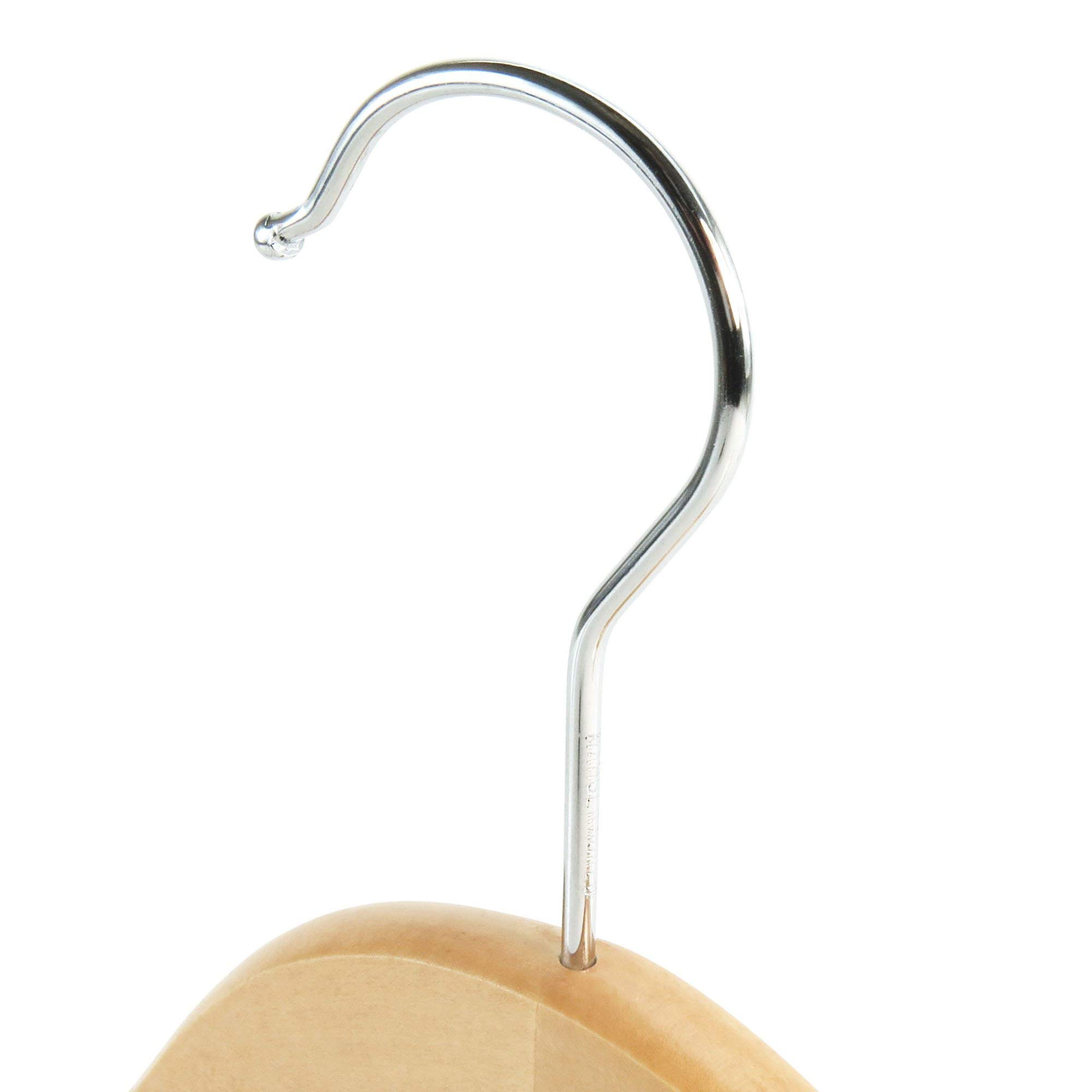 Zestaw 10 naturalnych drewnianych wieszaków na ubrania z naturalnego drewna, 45 cm, z pętelkami na spódnicę do spodni