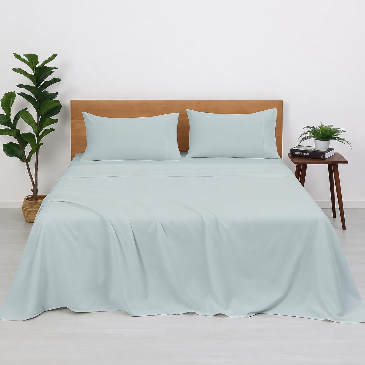 Blue Strip Polycotton Bedsheet, Double 90x100 (Sky Blue)