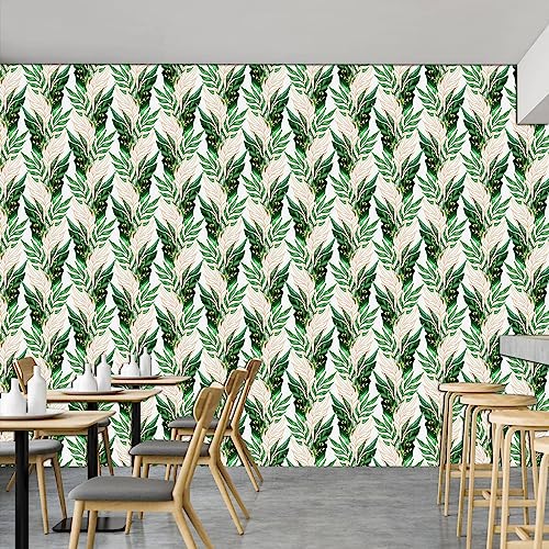 Eilyliafe Green And Gold Leaves Contact Paper For Cabinets Boho Wallpaper Peel And Stick Wallpaper Vintage Self Adhesive Wall Paper For Bedroom Home Wall Decor 16.1'' X 40Ft #TOP7