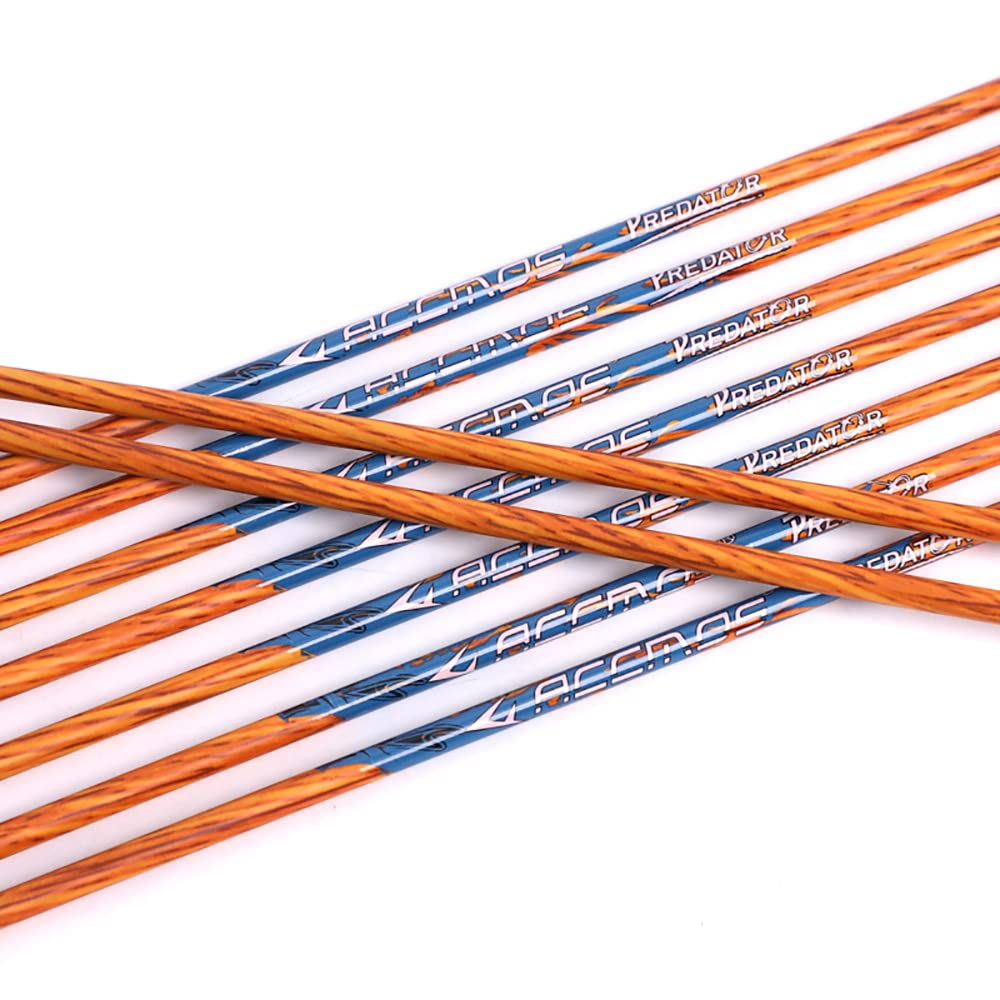 ACCMOS 12 pcs Wood Skin Carbon Arrow Shaft Spine 350 400 500 600 700 ID 6.2 mm Bow Arrow Accessories for Archery Practice or Hunting Shooting (Spine 600, 27inch)