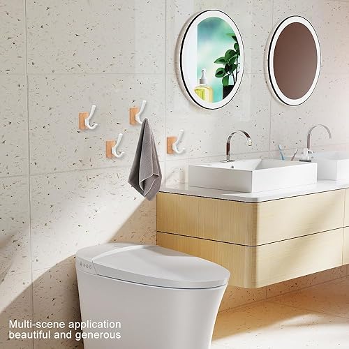 Miniatura 5 de Perchero de pared de material de nogal, perchero de entrada con gancho de aluminio espacial, perchero elegante y simple, adecuado para baño,