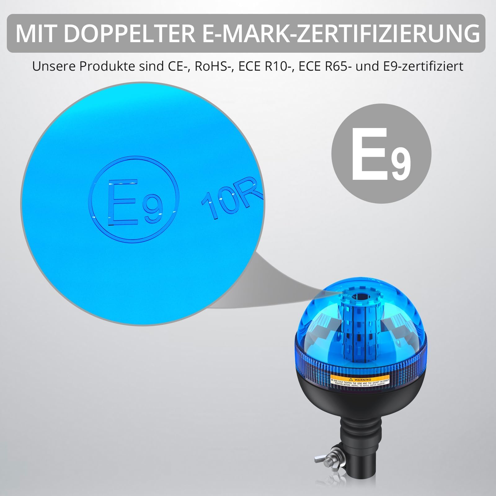Justech 2 X Luce Lampeggiante Stroboscopica 40LED 12V/24V Impermeabile con 3 Modalit¨¤ Illuminazione Avviso di Lampeggiamento Palo DIN Arancione per Rimorchio Trattore Camion-Blu