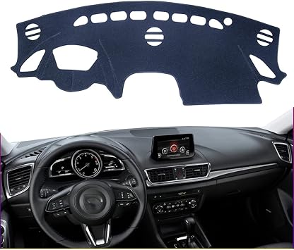 Car Dashboard Cover for Left Hand Drive Mazda 3 Axela 2013-2018 BM/BN MK3 with HUD Carpet Dashmat Sun Shade Pad Car Styling Flannel All Black