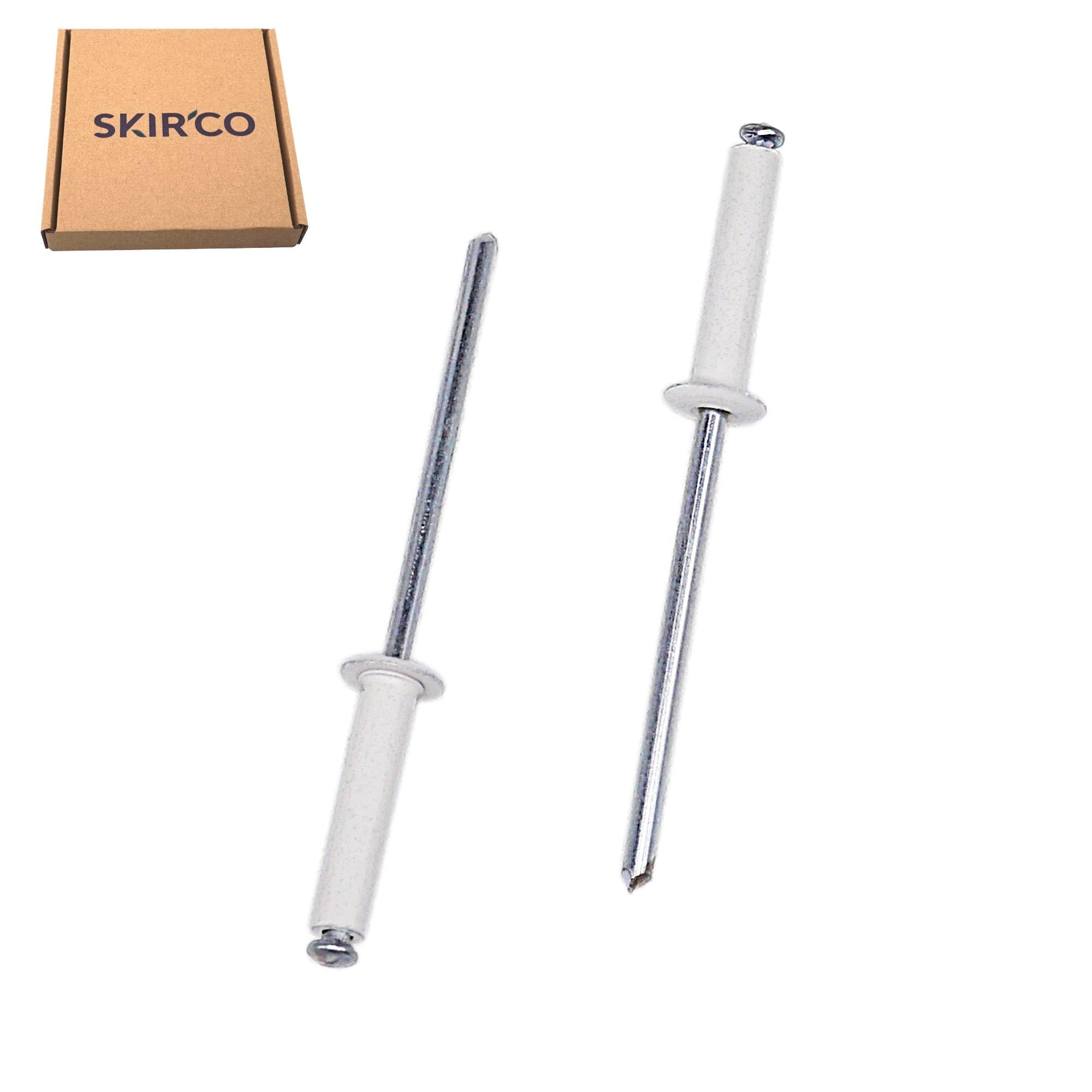 SKIR'CO (100 pcs) Painted Blind Rivets 3.2 x 16 mm, Aluminium Blind Rivets, DIN 7337, Dome Head, Steel Mandrel, Pop Rivets (Pure White RAL 9010) - Image 2