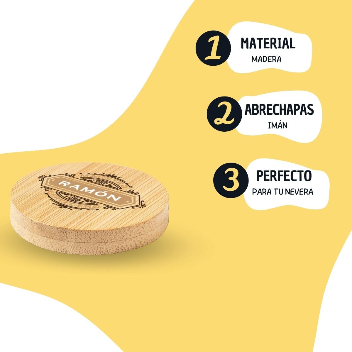 Abrebotellas Personalizado de Madera con Nombre Regalo Original Día del Padre Maestro Cervecero