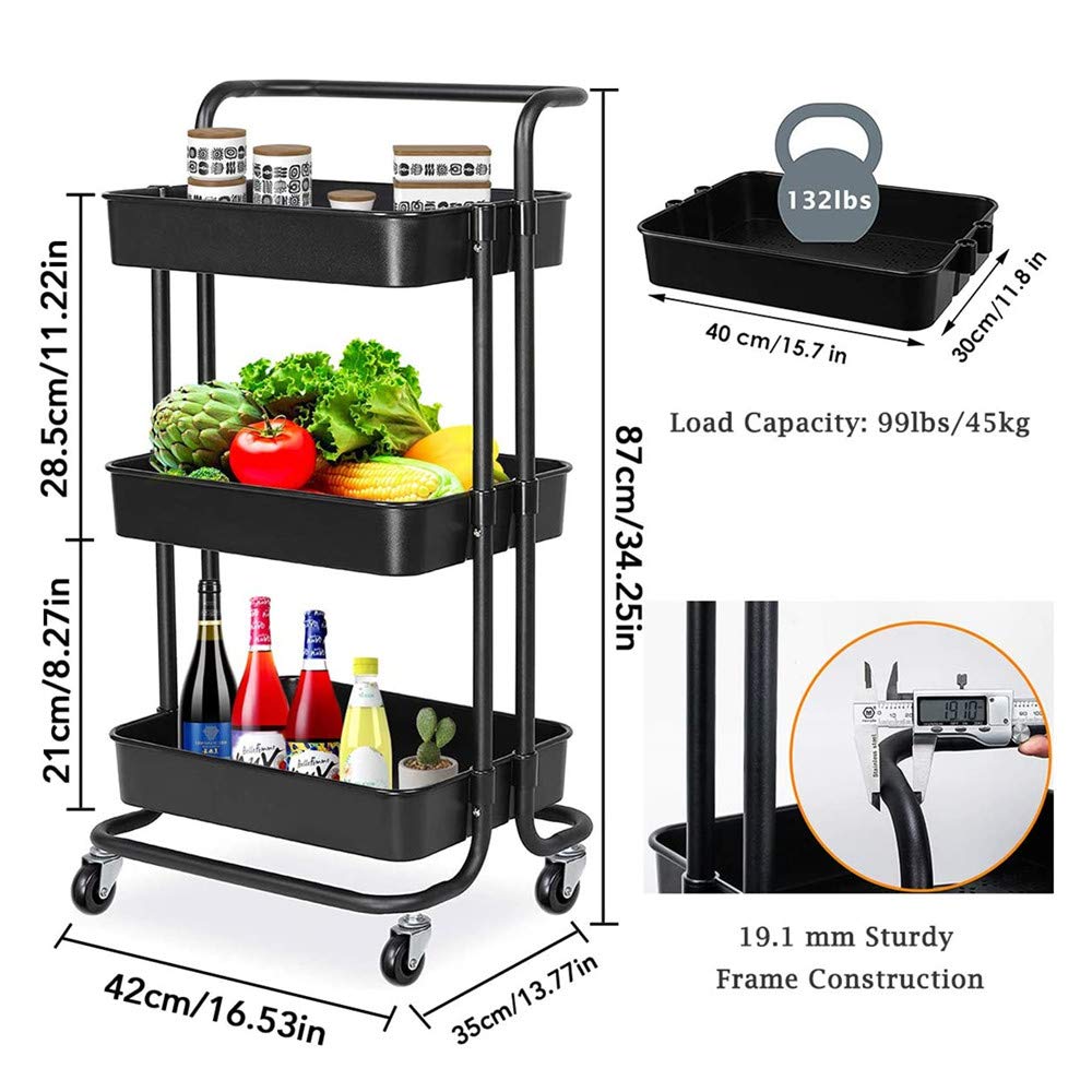 Buy UHOOME Kitchen Storage Trolleys Removable Storage Tower Rack