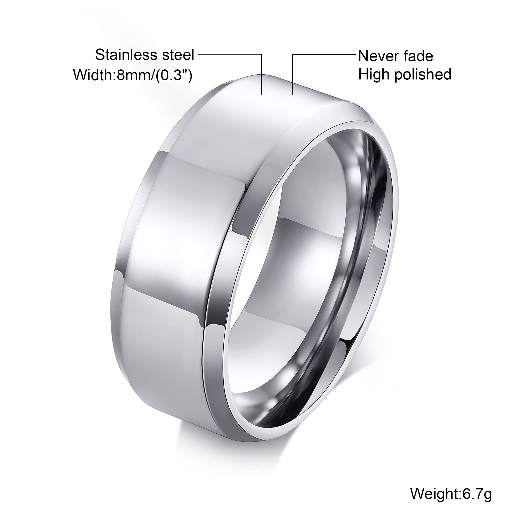 Snapklik.com : VNOX Customize Personalized Name Date 8MM Stainless Snapklik.com : VNOX Customize Personalized Name Date 8MM Stainless