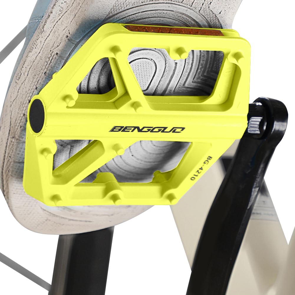 CRGANGZY 1 Pair of Yellow Mountain Bike Replacement Pedals with Reflectors for Adults, Wide-Surface Anti-Slip Bicycle Pedals, Suitable for Mountain Bikes and Road Bikes