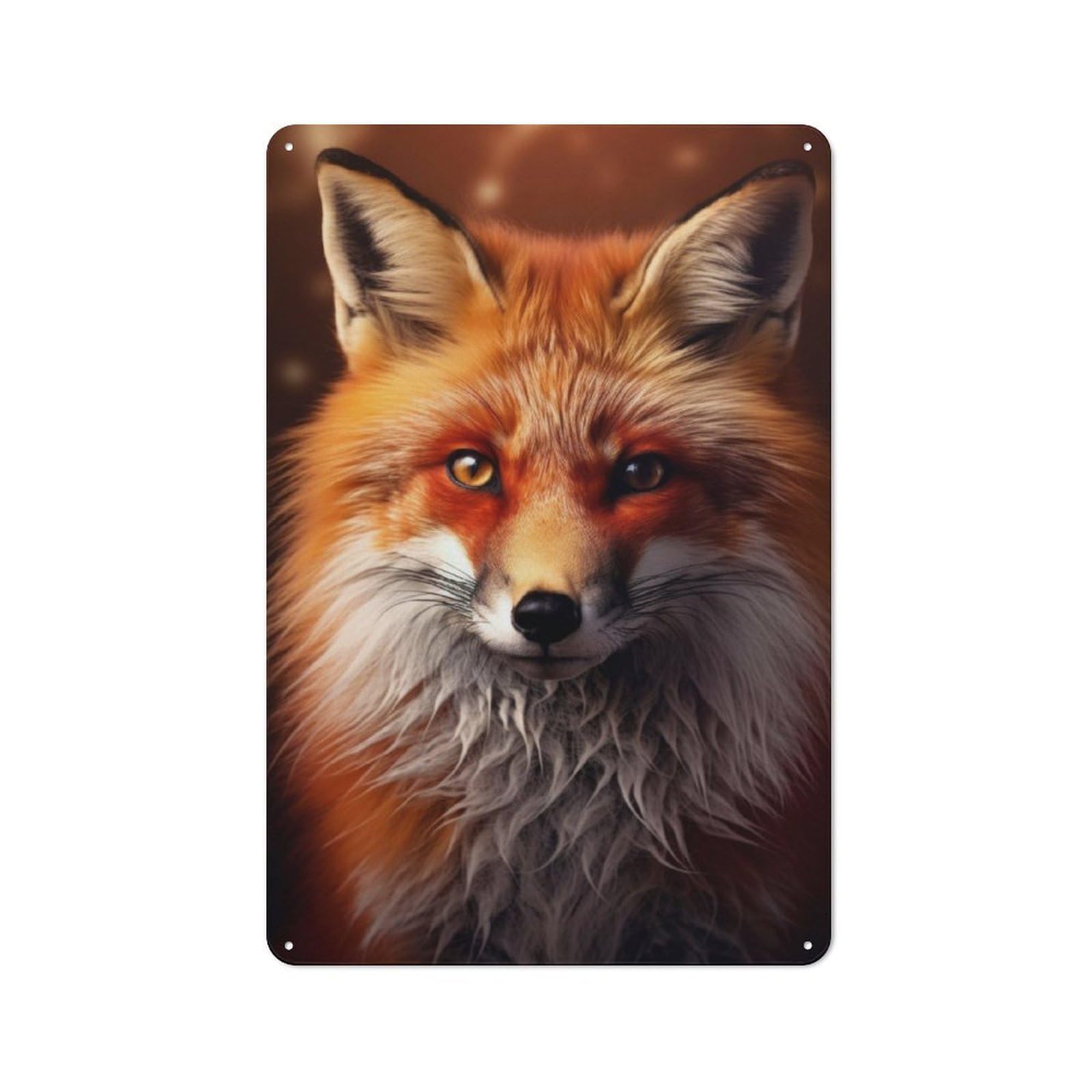 Junmoney Fox Portrait Photography For Lounge Or Reading Corner, Retro Metal Sign 30X20cm, For Metal Sign Collectors, For Garage And Workshop Walls
