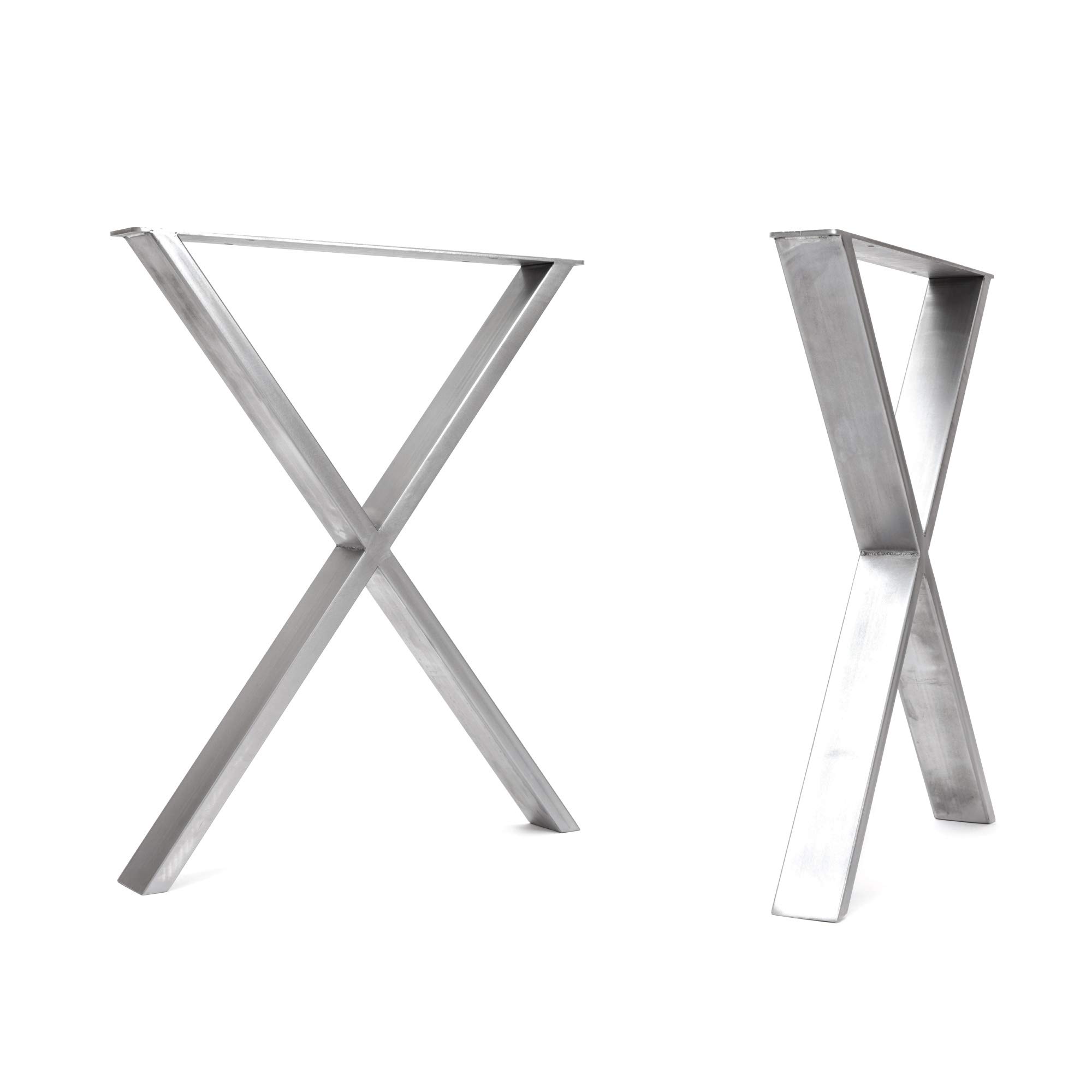 The Hairpin Leg Co. [HLC] 2 x Industrial X-Frame Table Legs - Surface Conditioned Steel, Precision Laser Cut, TIG Welded with Free Screws, Build Guide and Floor Protectors - 71cm [Table, Clear]
