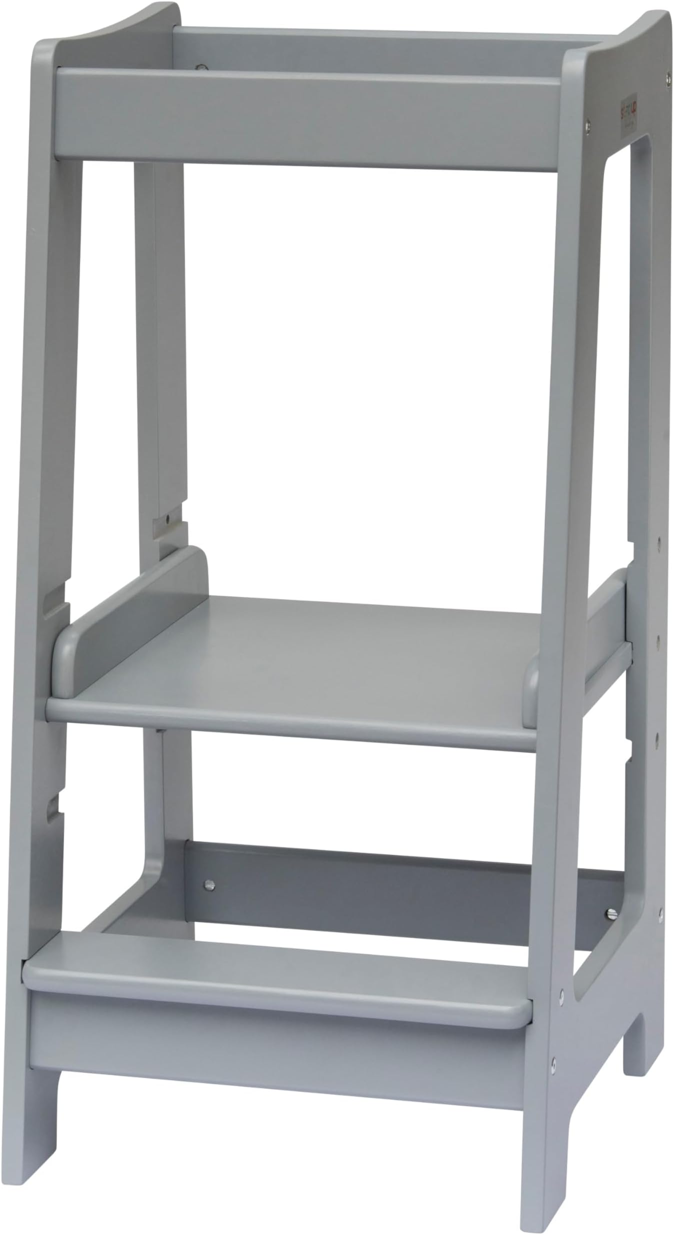 Stepup Baby Toddler Tower with Adjustable Step, Grey Montessori-Inspired Toddler Step Stool, Standing Tower for Kids, Fits Under Kitchen Counters, Adjustable for 18 Month - 5 Years