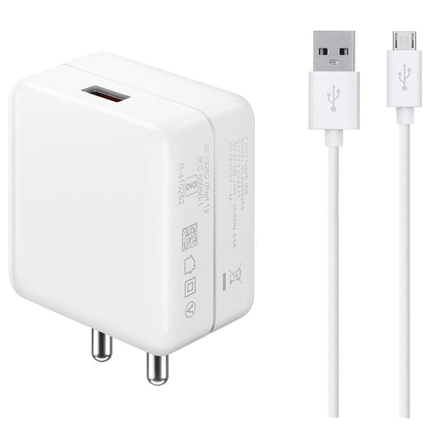 Ultra Fast Charger For Sam-sung Galaxy A7 2018 Original Mobile Chargerr Adapter Wall Charger | Universal Travel Charger, Usb Charger, Battery Charger, Charger Adapter Certified Original Heavey Duty Charger, Smart Charger,2 pins, Mobile Power Supply | Fast Charging Mobile Charger with 1M charging Data Cable (DS, White)