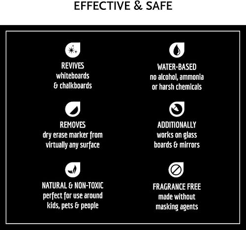Miniatura 6 de Kit de spray limpiador de pizarra blanca y pizarra y paño de microfibra, natural y no tóxico, sin fraganciasin perfume, incluye paño de limpieza de