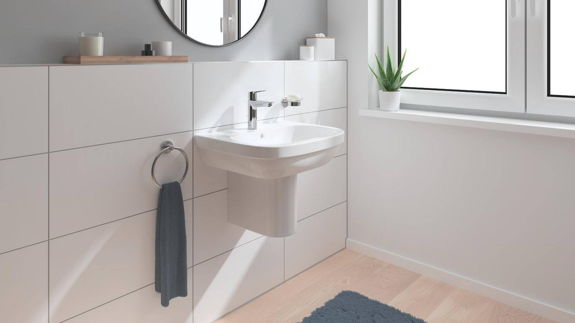 GROHE QUICKFIX Start 23552002 bateria umywalkowa jednouchwytowa (oszczędność wody, rozmiar M, w zestawie narzędzie montażowe 3 w 1, szybkie mocowanie), chrom,