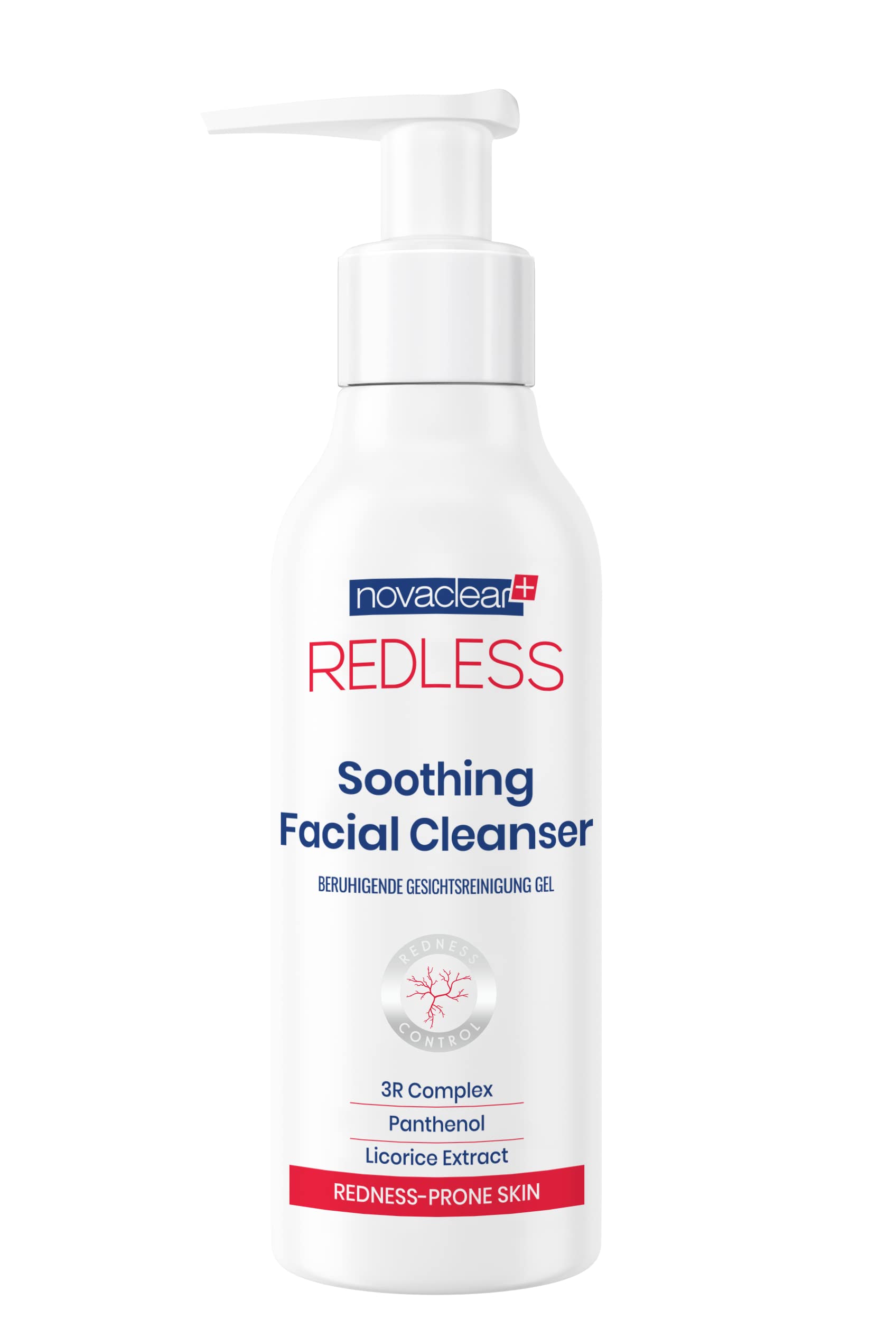 Novaclear Redless Soothing Facial Cleanser – Gentle Cleanser for Sensitive, Redness-Prone Skin with 3R Complex, Horse Chestnut & Licorice Extract – 150ml