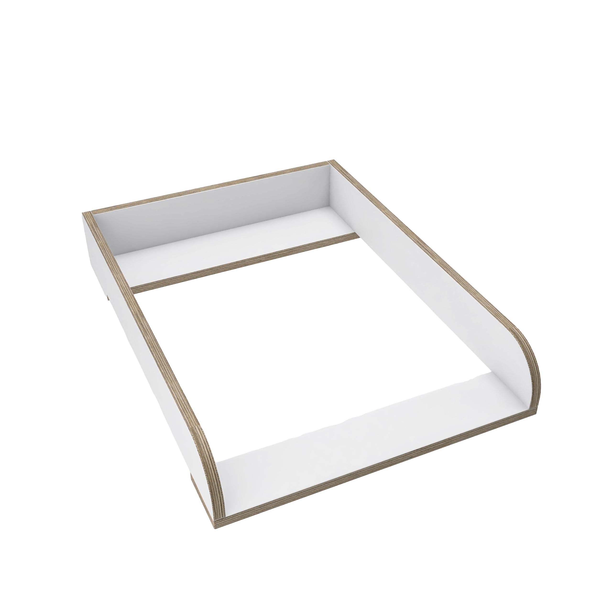 regalik Changing Top for IKEA Koppang, Changing Table Topper for 46 cm Dressers, Removable Changing Unit, Rounded Front Panels, White Plywood, 72cm x 54cm