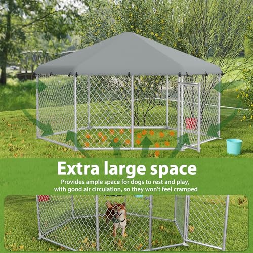 UISEBRT Hundezwinger Hundehütte Outdoor Hundehaus 280x250x165 cm UV- & Wasserdicht Hundekäfig mit Dach aus 420D Oxford-Gewebe Welpenlaufstall Verschließbares Riegelsystem und Sicheres Design