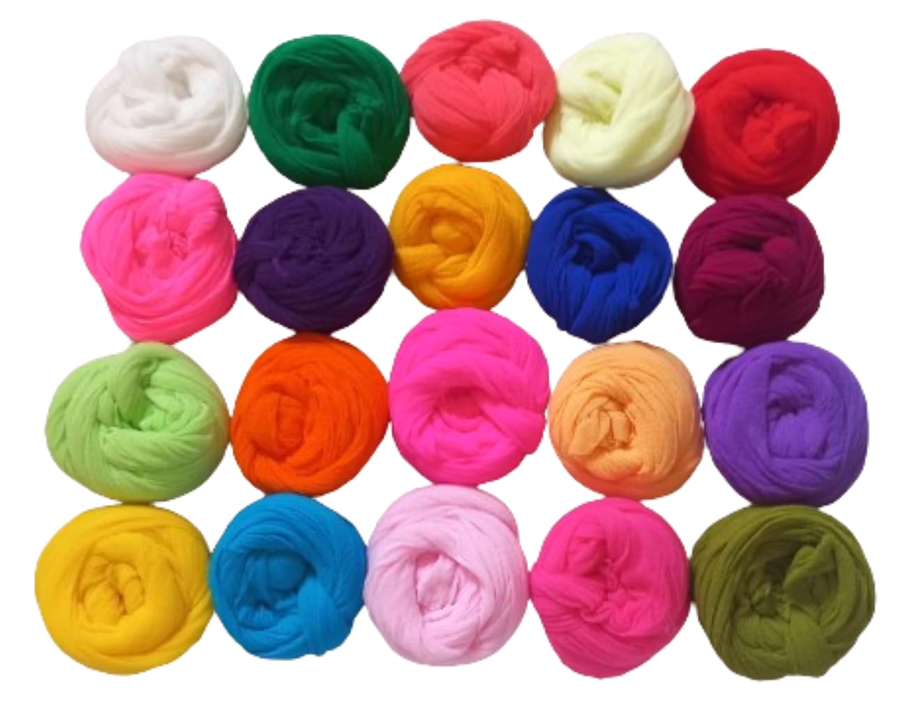 Lovely Arts Collection Flower Material Nylon Stocking for Flower Making Accessory Handmade DIY Crafts Random Mixed Colors 1 Yard Stretched Pack of 20 pcs.