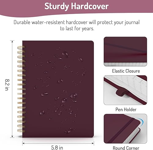 Vista 135 de Forvencer Cuaderno rayado en espiral con 300 páginas numeradas, diarios gruesos A5 para escribir con papel de 3.53 oz/m², cuadernos de tapa dura