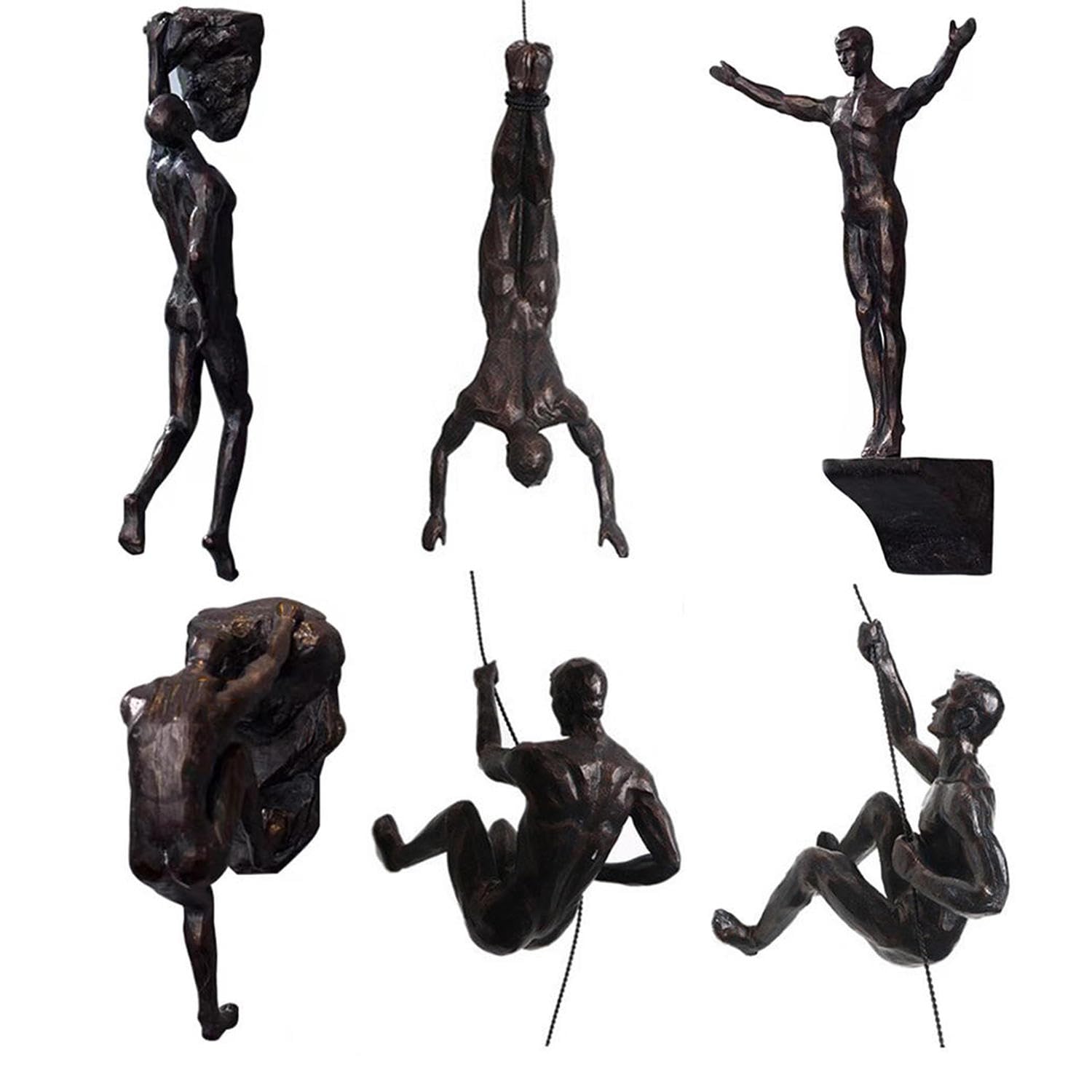 VINGAA Escultura escaladora, 6 piezas de hombre escalador, escultura de decoración de pared, arte de pared de resina, para decoración del hogar y la oficina, mostrando el encanto y el estilo