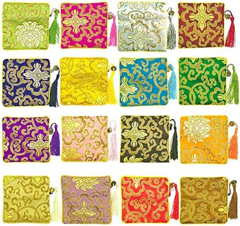 NHW EAVOQLB 16pcs traditional brocade bag embroidery bag jewelry bag Shu Jin fringed Wallet Zipper jewelry bag value set