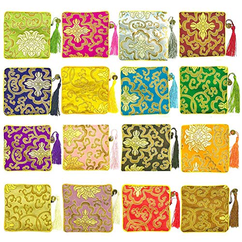 Monederos de brocado NHW EAVOQLB bolsas tradicionales con flecos y cremallera para joyas 2