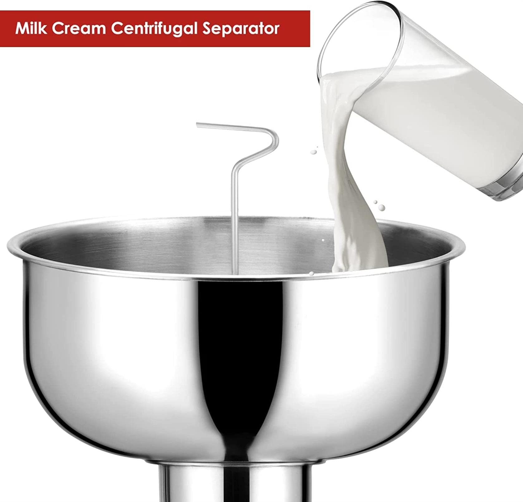 Separador centrífugo de Nata de Leche eléctrico, Nata separada y Leche desnatada para Leche de Oveja, Cabra u Otros lácteos con Recipiente de Leche de 12 l, 80 l/h/110 V