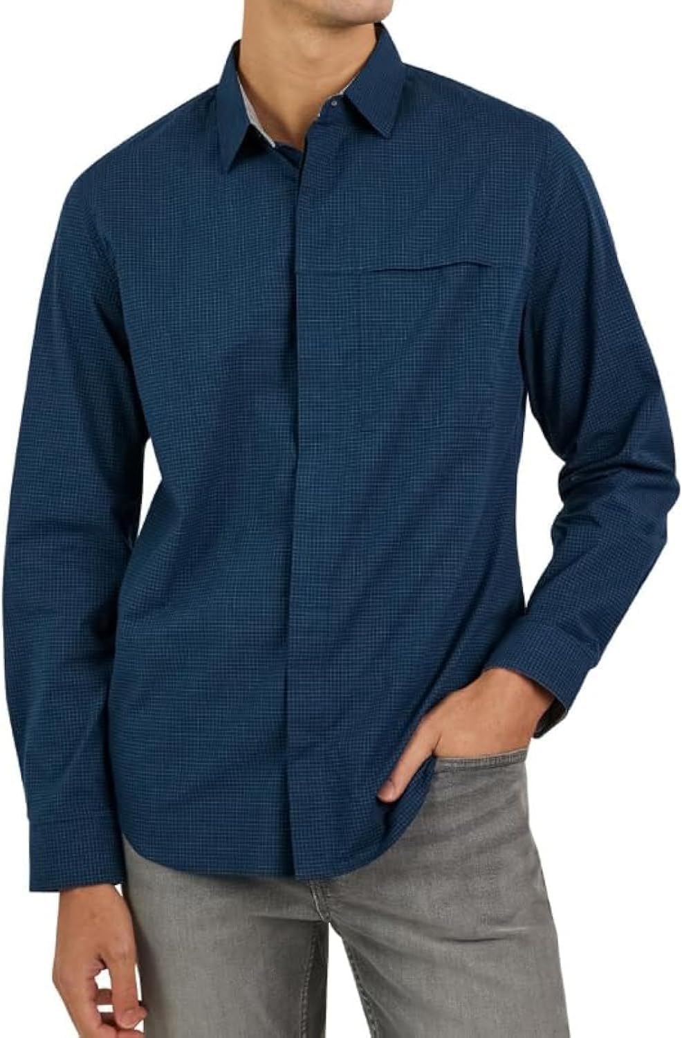 DKNY Men's Long Sleeve Button Down Shirt - Premium Soft Mens Casual Button Up Shirts | Plaid Shirts for Men