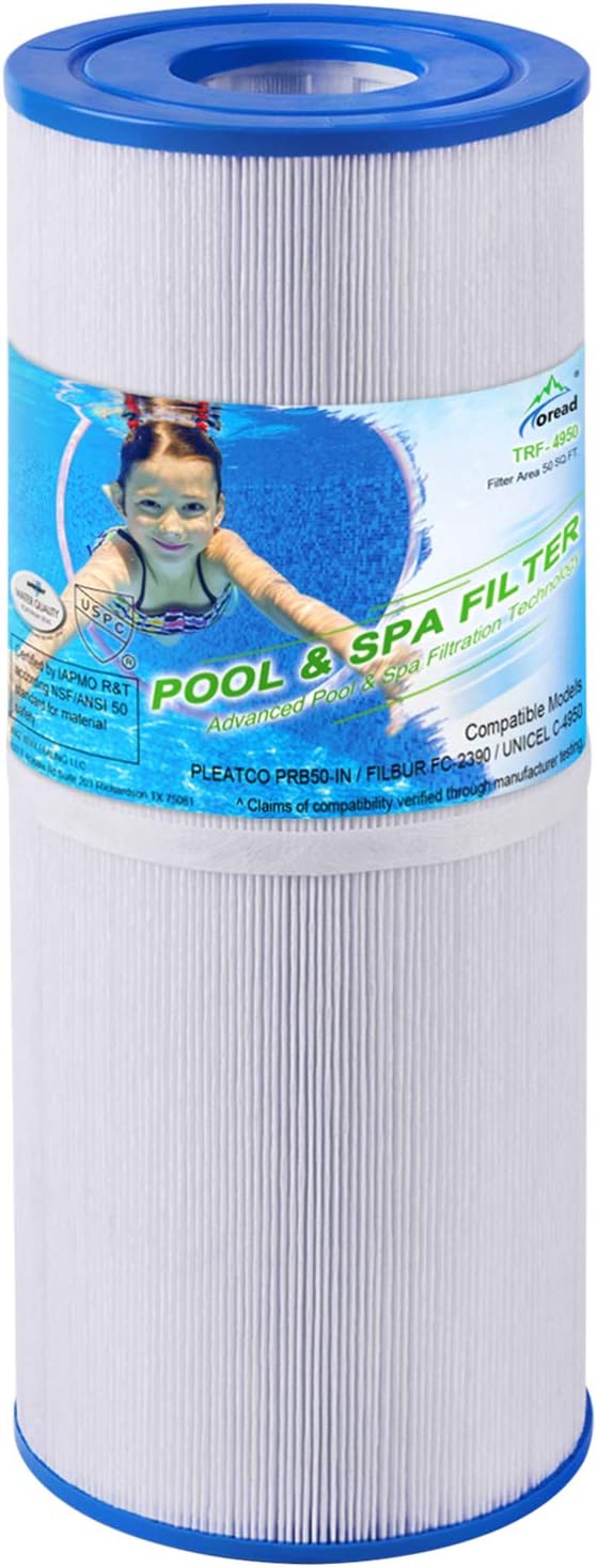 TOREAD TRF-4950 Spa Filter Replaces Unicel C-4950, Pleatco PRB50-IN, Guardian 413-212-02, Filbur FC-2390, 373045, 03FIL1600, 17-2380, Jacuzzi J210/J220/J235/J245/J275, 5X13 Hot Tub Filter, 1Pack