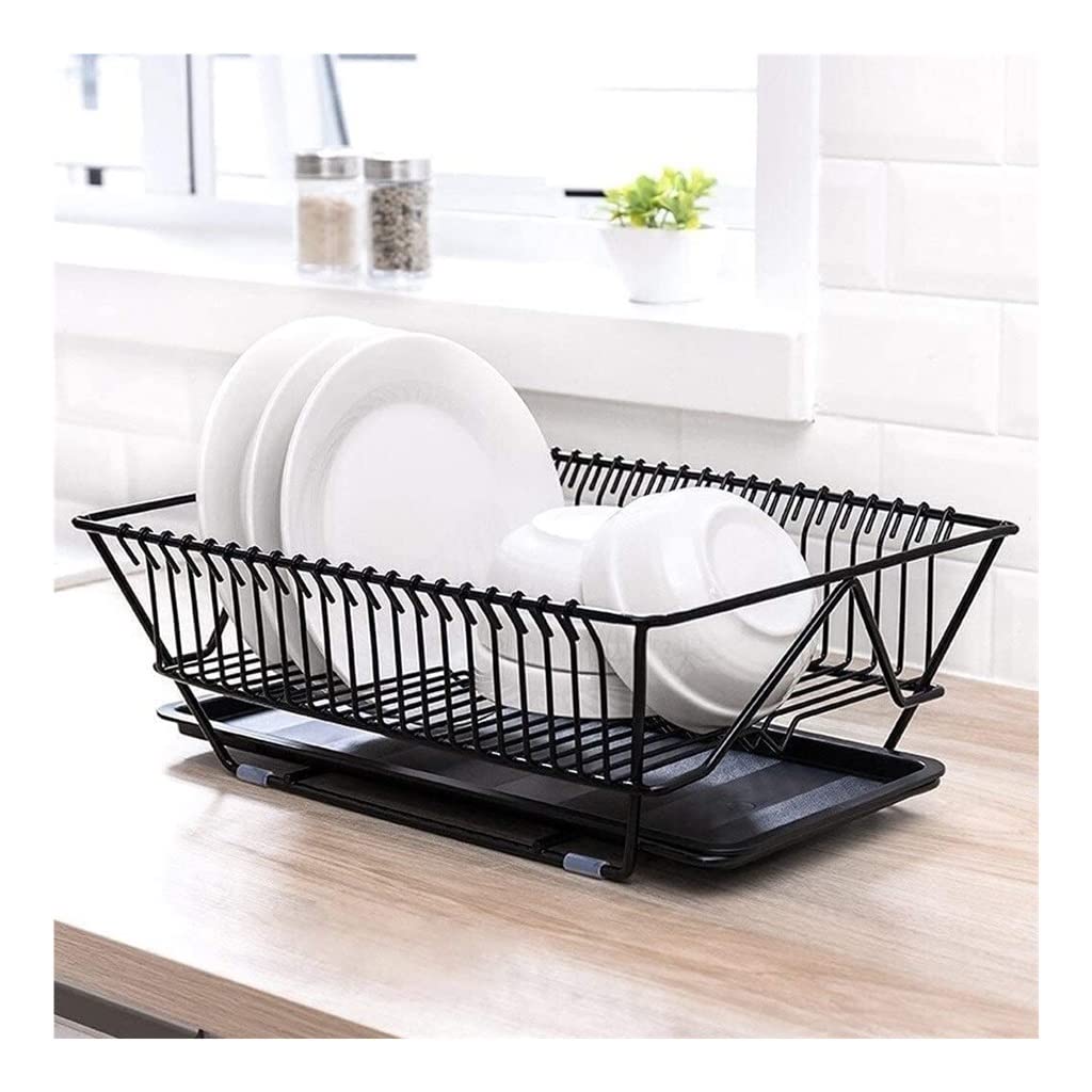 Azhkjkzh Black Dish Rack Draining Dish Rack Drying With Drain Board Utensil Holder For Kitchen For Small Kitchen(Black)