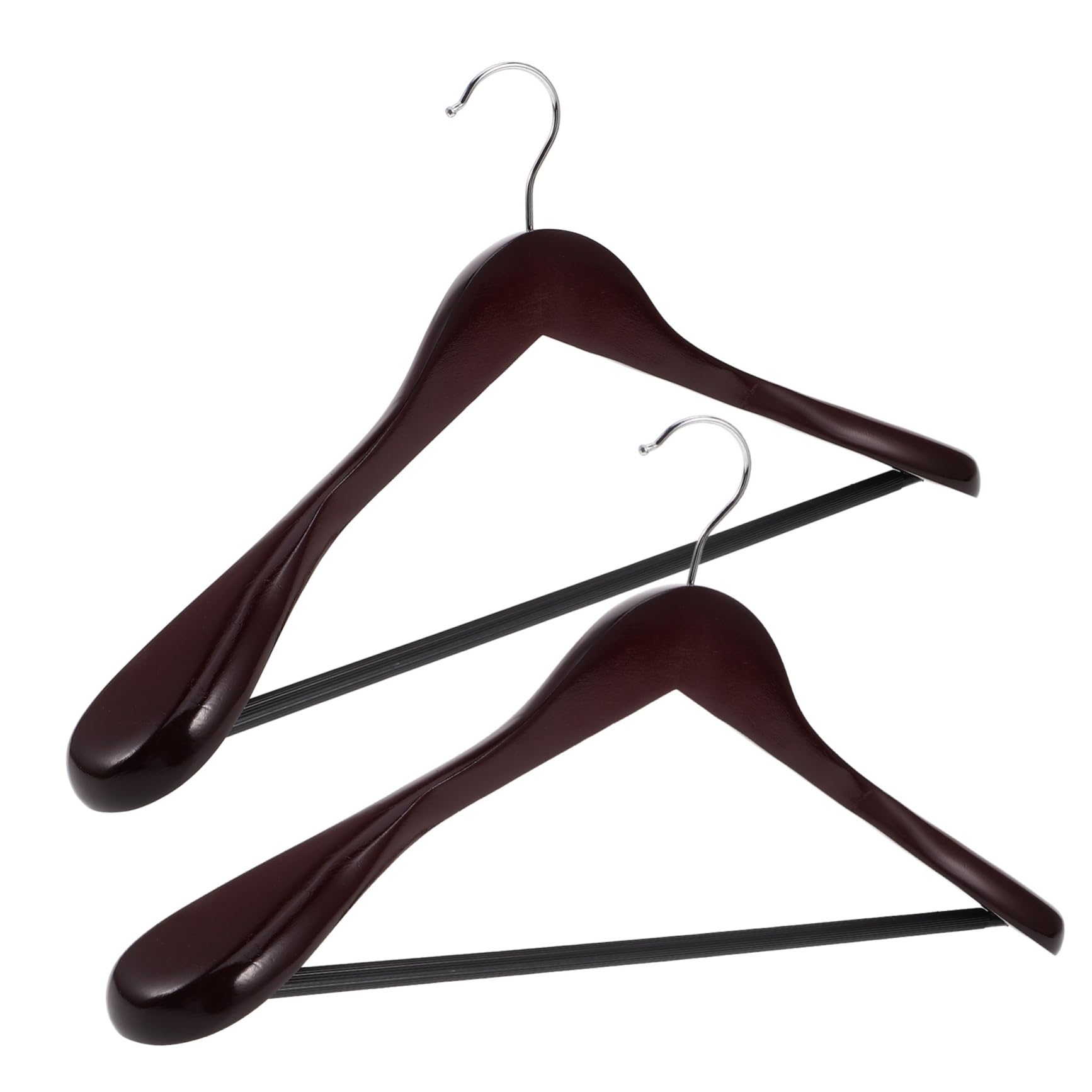 Wakauto 2pcs Solid Wood Suit Hangers Non Slip Skirt Hangers for Men Wide Shoulder