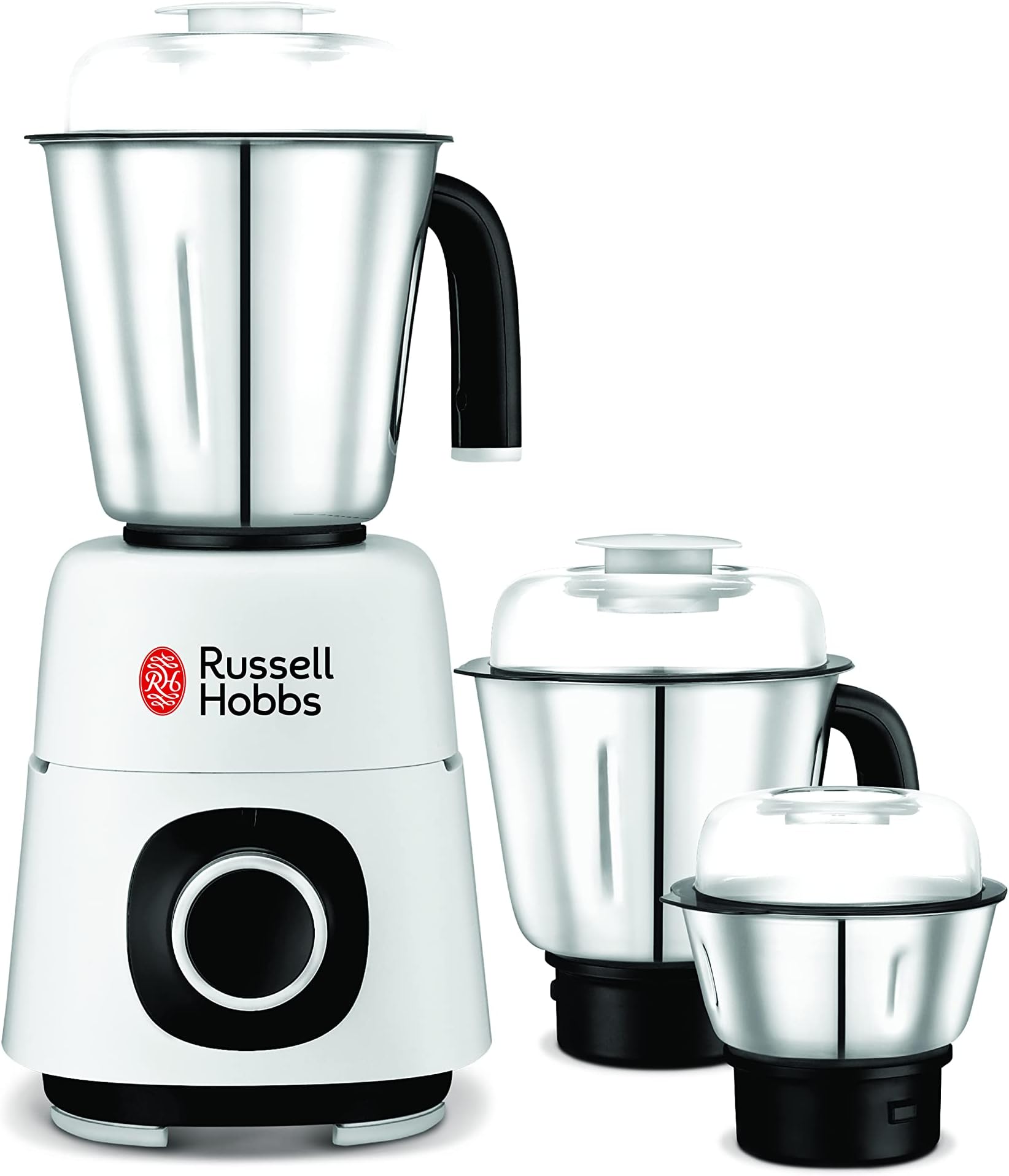 Russell Hobbs (MG42505) 3-in-1 Mixer Grinder - 750W, Stainless Steel Jars & Blades, 3 Speed, Safety Lock, for Grinding, Mixing & Juicing - 1-Year Warranty