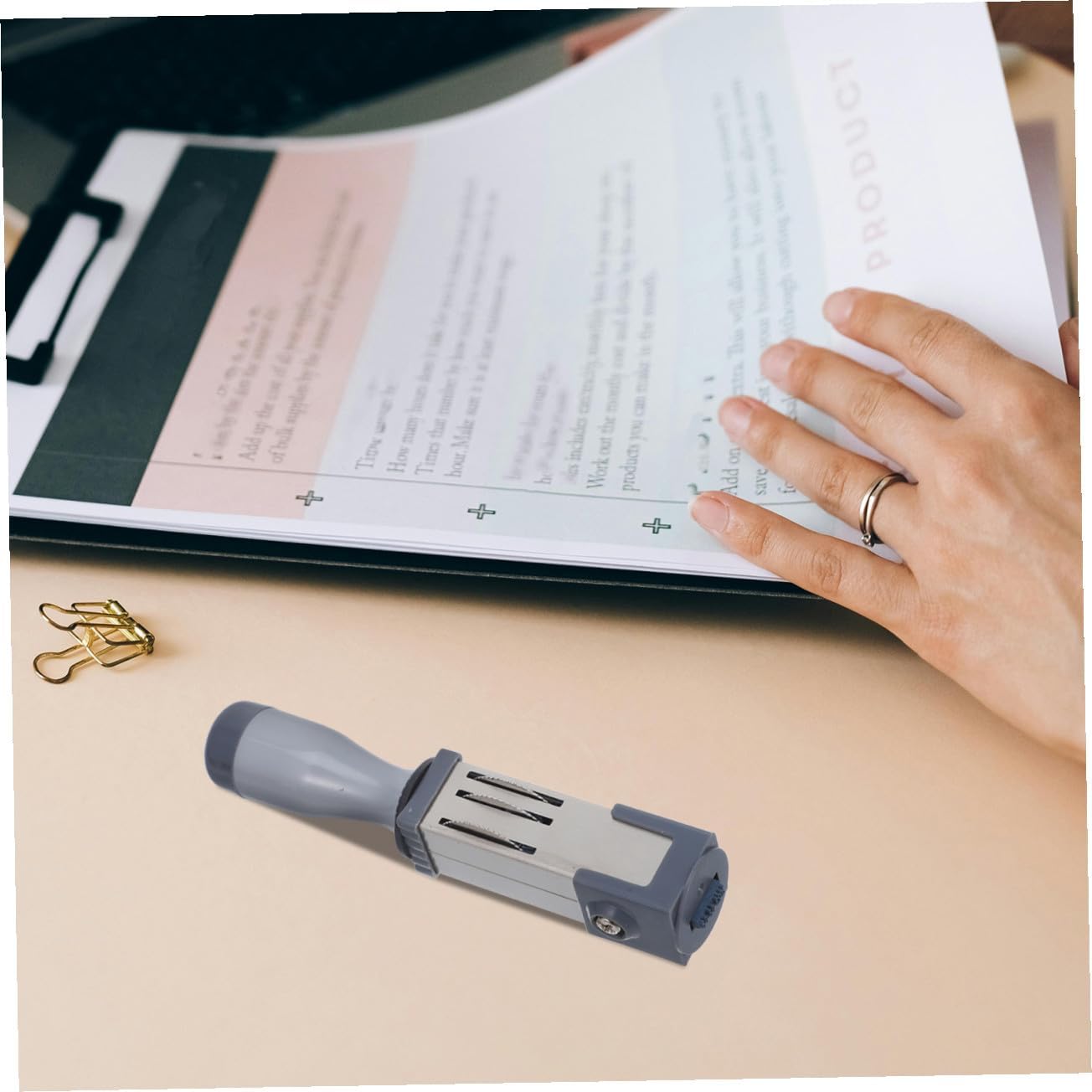 jojofuny Self-Inking Date Stamp Kit Portable Rolling Date Stamper for Office Use Handle Compact Design for DIY Crafting and Planning