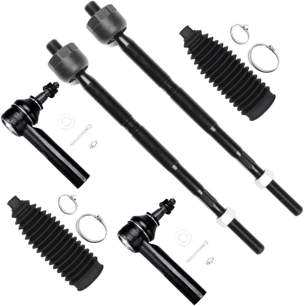 SCITOO 6pcs Front Inner Outer Tie Rod End w/Steering Boot Suspension Kit fit 2010-2017 for Chevy Equinox for GMC Terrain