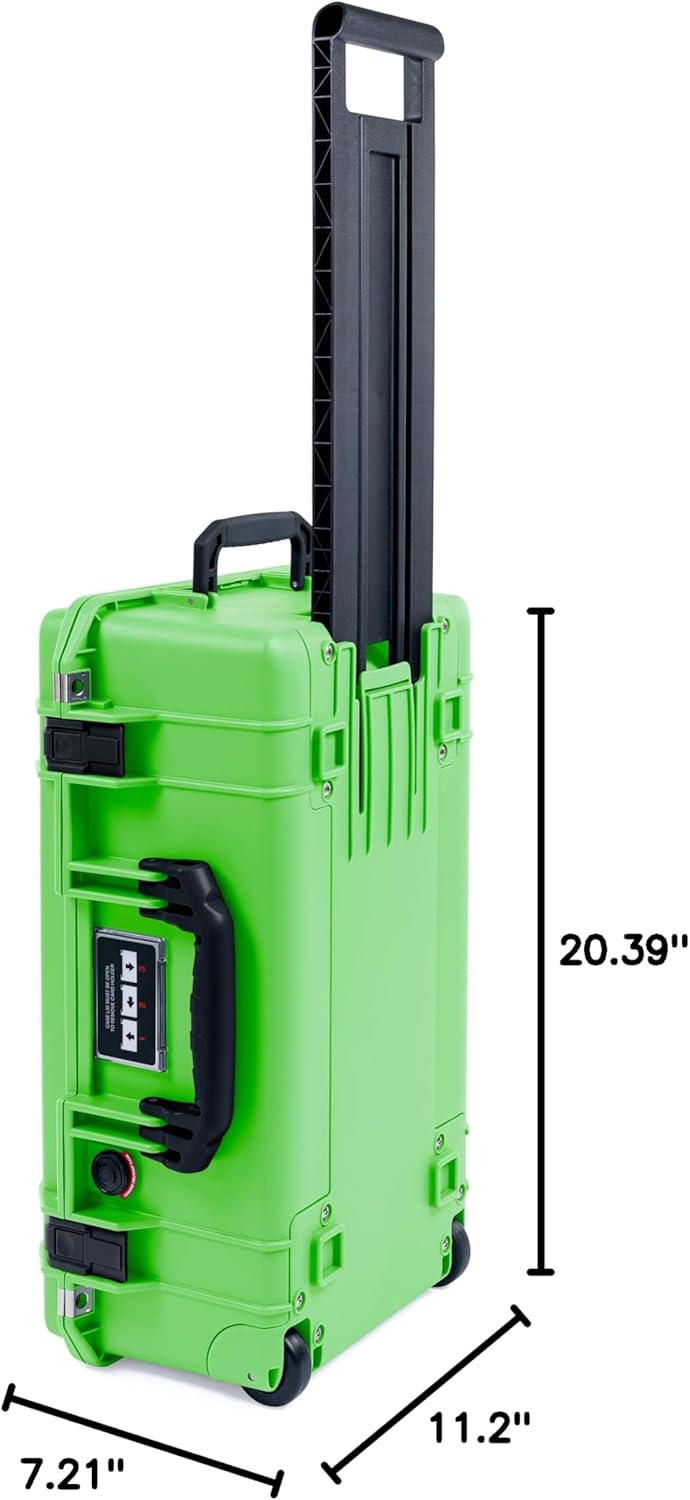 Lime Green Pelican Air 1535 Carry-on Case - Comes empty - Black Handles & Latches.