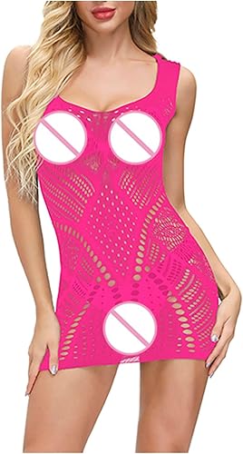 Miniatura 7 de Scyoekwg Lencería sexy para mujer, lencería de malla para mujer, mini vestido de malla, talla única, talla única
