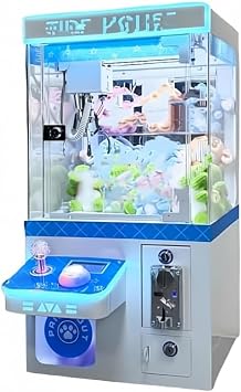 Crane Game Professional Crane Game Small 3 Claw Machine Mini Plush Grabber with Free 100 Coins Compact Gashapon Machine Game Party Kids Game Toy for Commercial and Home Use Blue