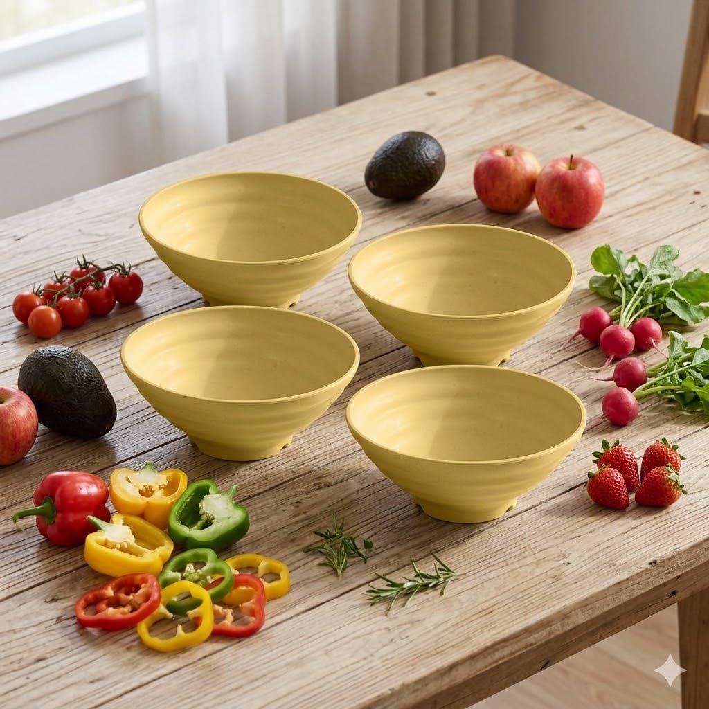 Wheat Straw Salad Bowls Set (900ml) – Large Microwave Safe, Unbreakable & Stackable Bowls for Salad, Soup, Ramen – BPA-Free, Eco-Friendly, Lightweight Serving Bowls for Kitchen (6, Green) — Amazon image 10
