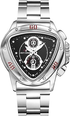 Lancardo Mens Triangular Quartz Watch Dot Scale Dial Calendar Luminous Hands Adjustable Stainless Steel Strap Business Wrsitwatch