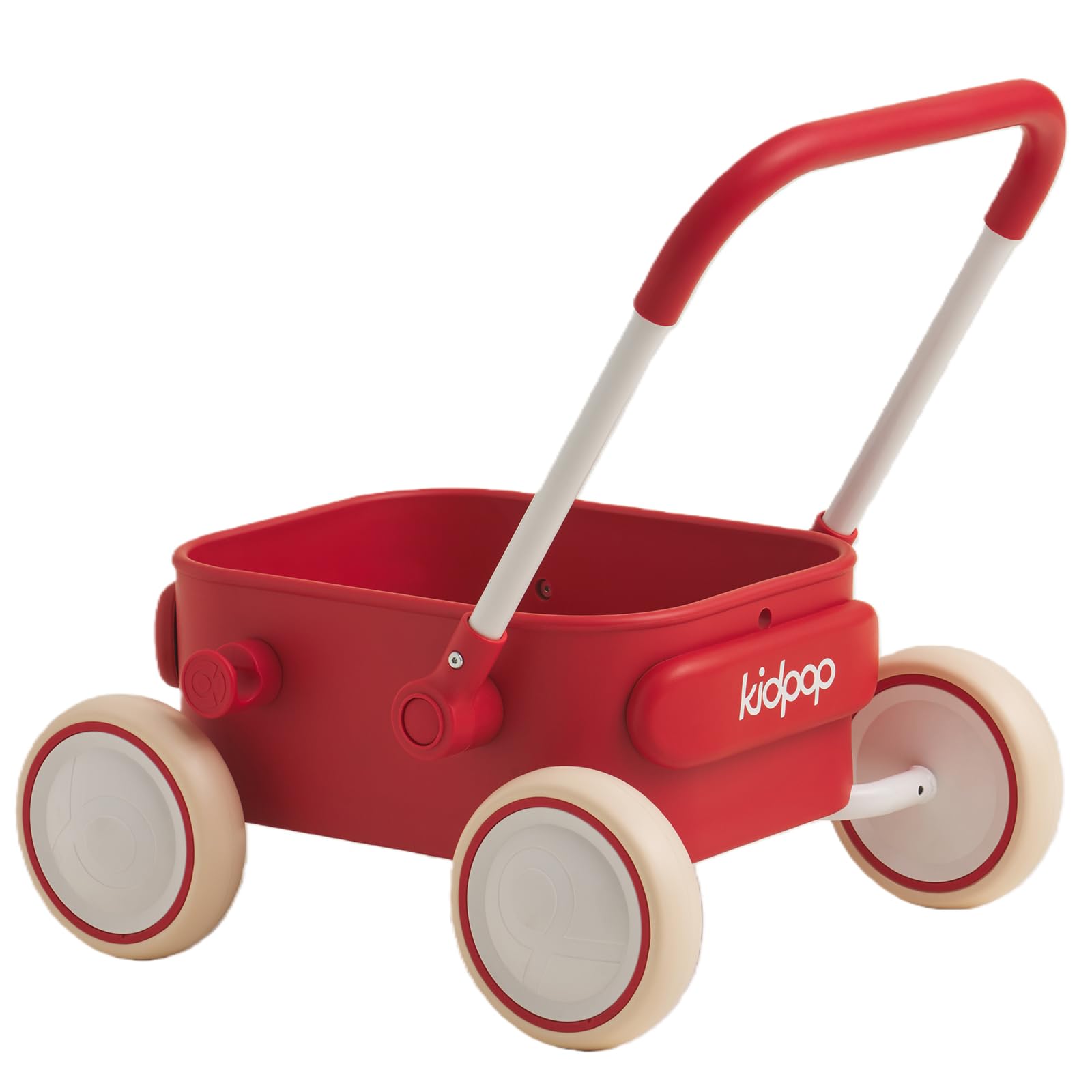 Kidpop PULA girello per bambini 6-18 mesi, carrello con ruote portatutto, carrello portaoggetti multiuso per bambini, gadget compleanno bambini, portata 15 kg (Rosso)