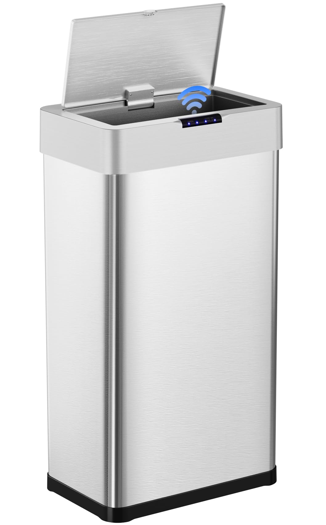 Arlopu Automatic Trash Can,Sensor Motion Stainless Steel Garbage Bin, Touchless Smart Waste Bin, W/Stay-Open, Soft Close Lid, Display Light for