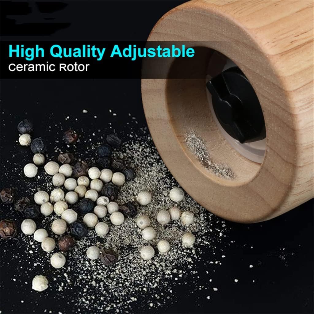 Wood Salt & Pepper Mill Grinder Shaker with Ceramic Top & Adjustable Rotor(Black)