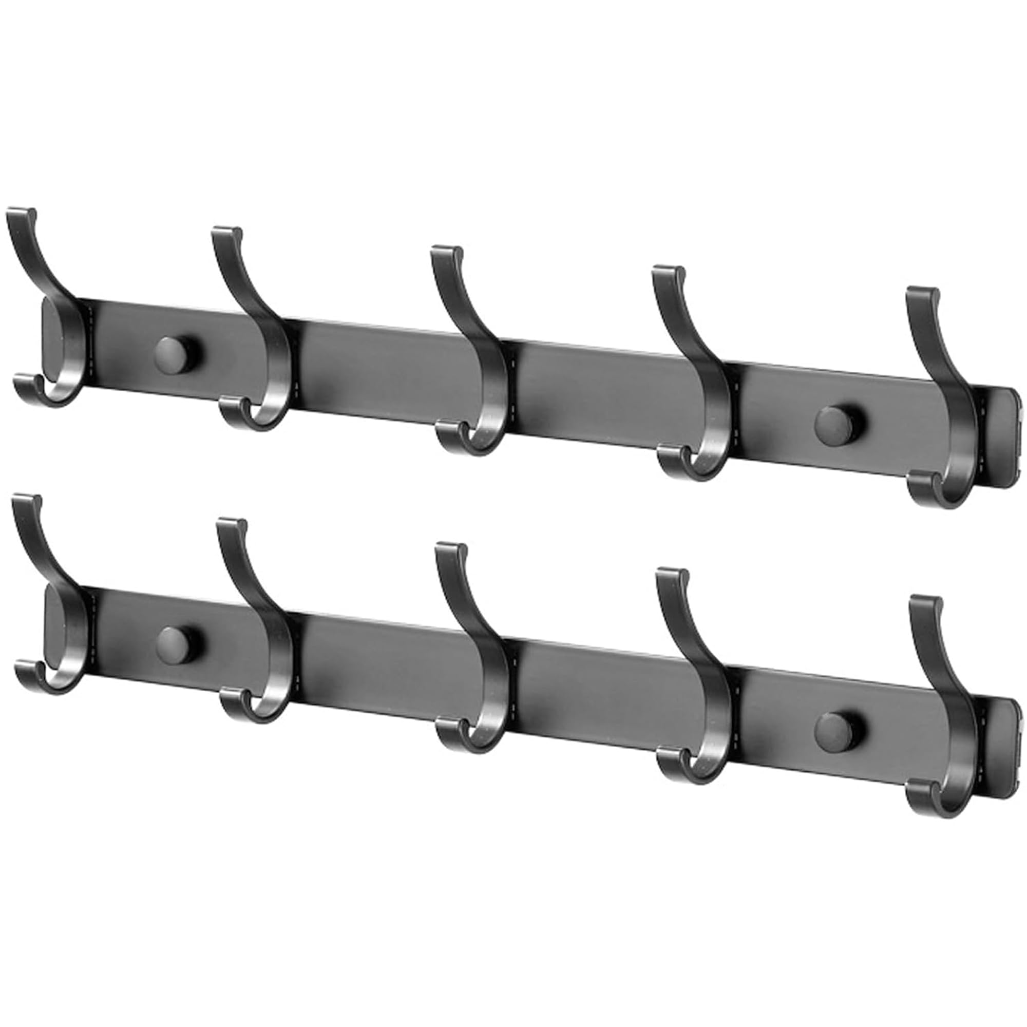 Coat Hooks & Wall Mounted Hook Rack – 2 Pack 10 Hooks Aluminium Alloy