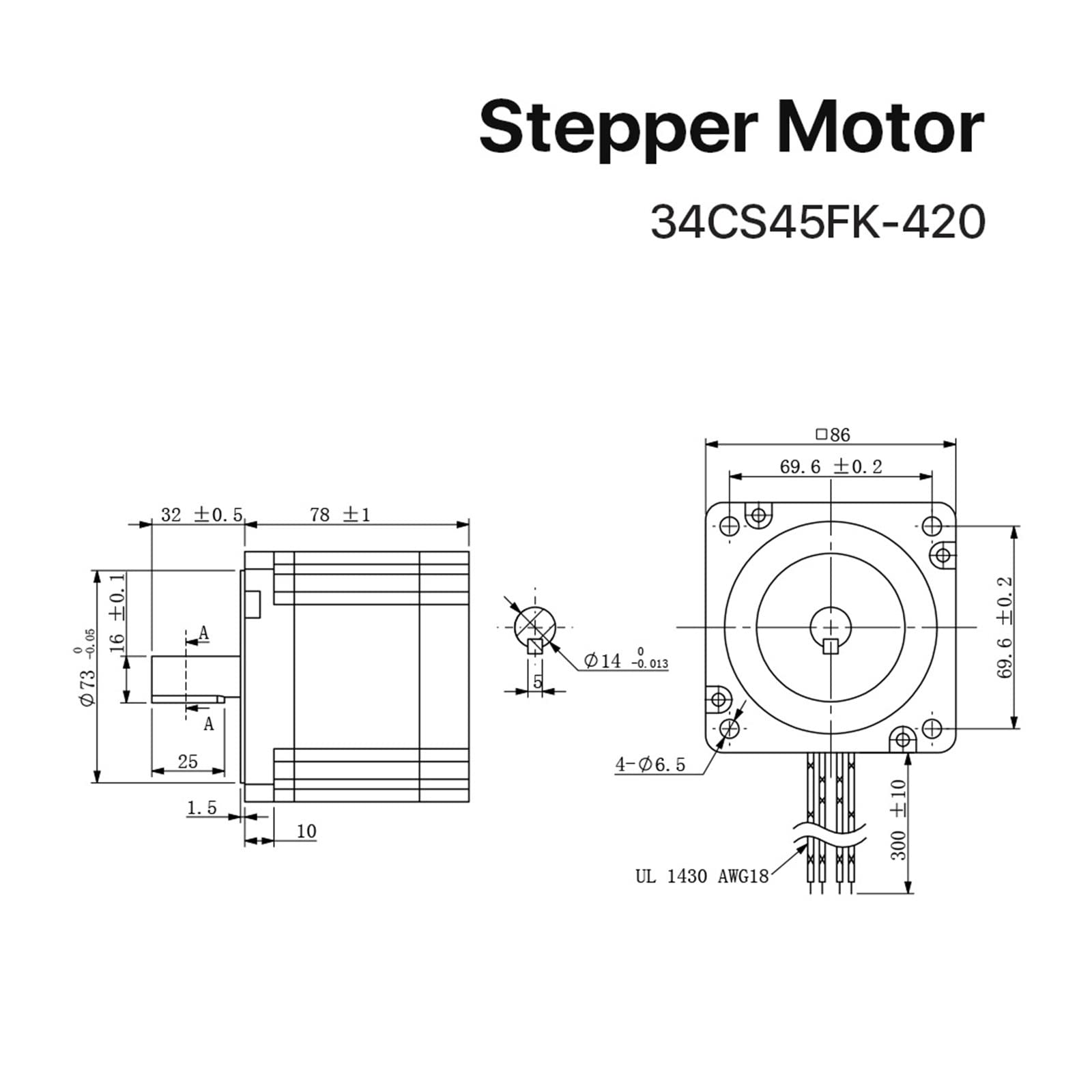 Motor Paso A Nema 34 4.5Nm .2A 2 Fases (34CS45FK-420) A De Conductores For Fresadora Grabado CNC Alto Par Estructura Estable Eficaz