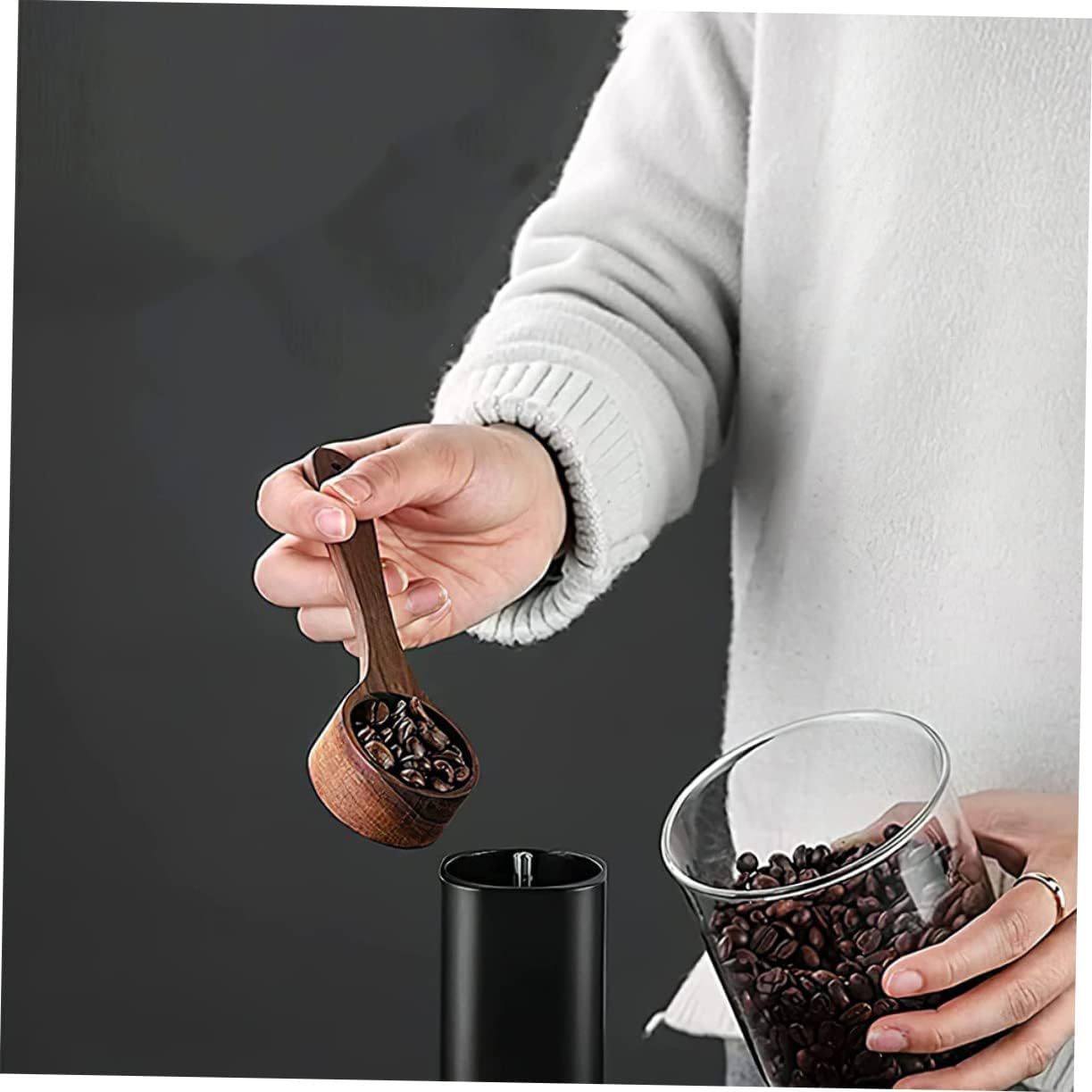 ULTECHNOVO 2Pcs Wooden Coffee Scoops Wear Resistant Compact Tea Scoop with Round Head Portable Measuring Spoon for Coffee Beans Ground Tea Sugar Spices Kitchen Accessory Gift