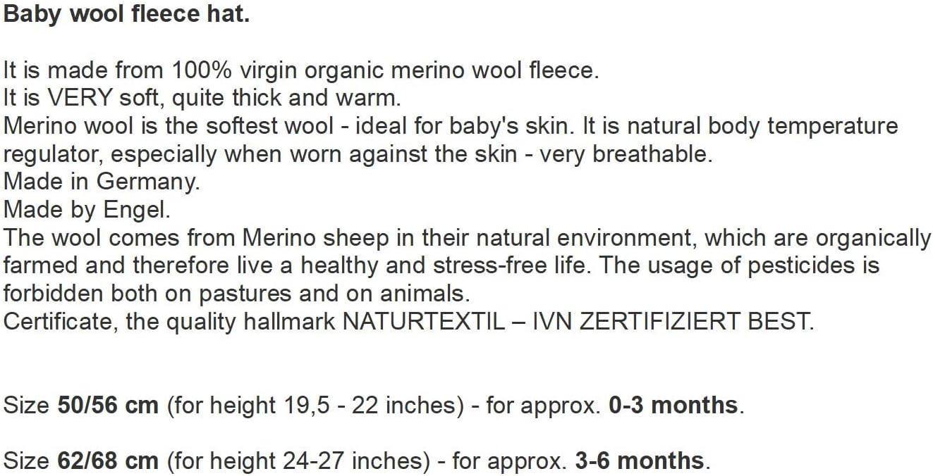 ENGEL 100% Merino Wool Fleece hat Baby Infant Newborn (50/56, Saffron Melange)