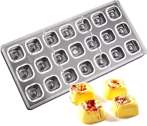 21 cavidades cóncavas forma de cubo cuadrado policarbonato PC molde de chocolate molde de cubitos de hielo chocolate dulces hacer moldes para