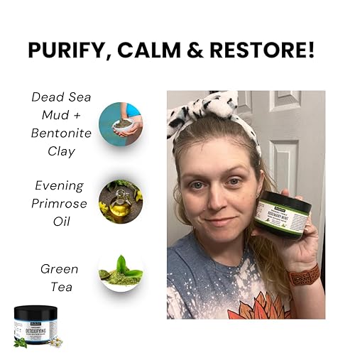 Miniatura 6 de Máscara de barro desintoxicante orgánica del Mar Muerto Una Arcilla Mineral Batida Una Onagra Onagra Jojoba Rosa Mosqueta y Aceites de linaza Un Té